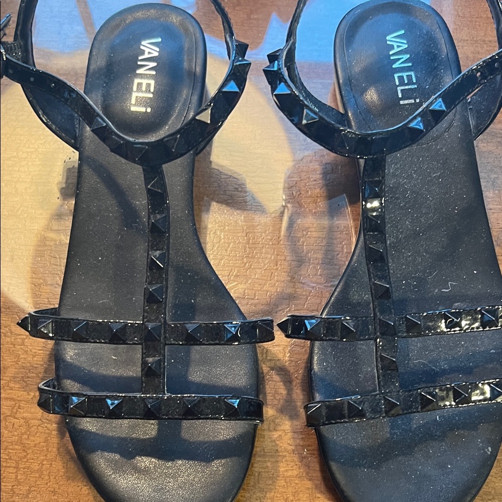 Vaneli Black Studded Sandals